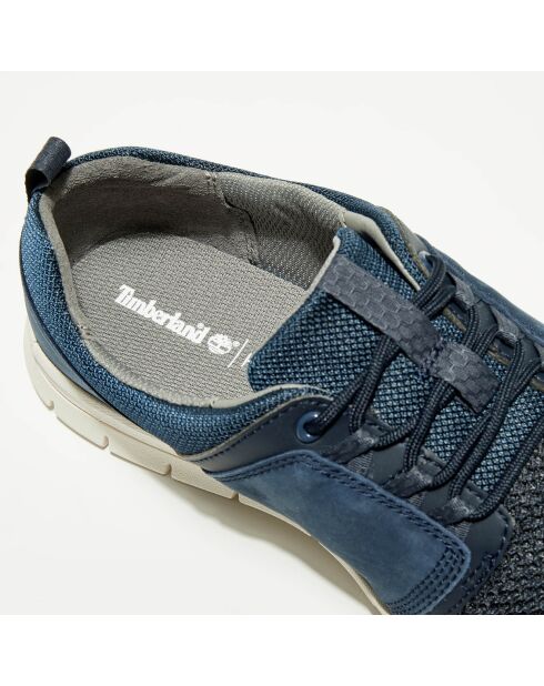 Sneakers en Velours de Cuir & Textile Graydon bleues